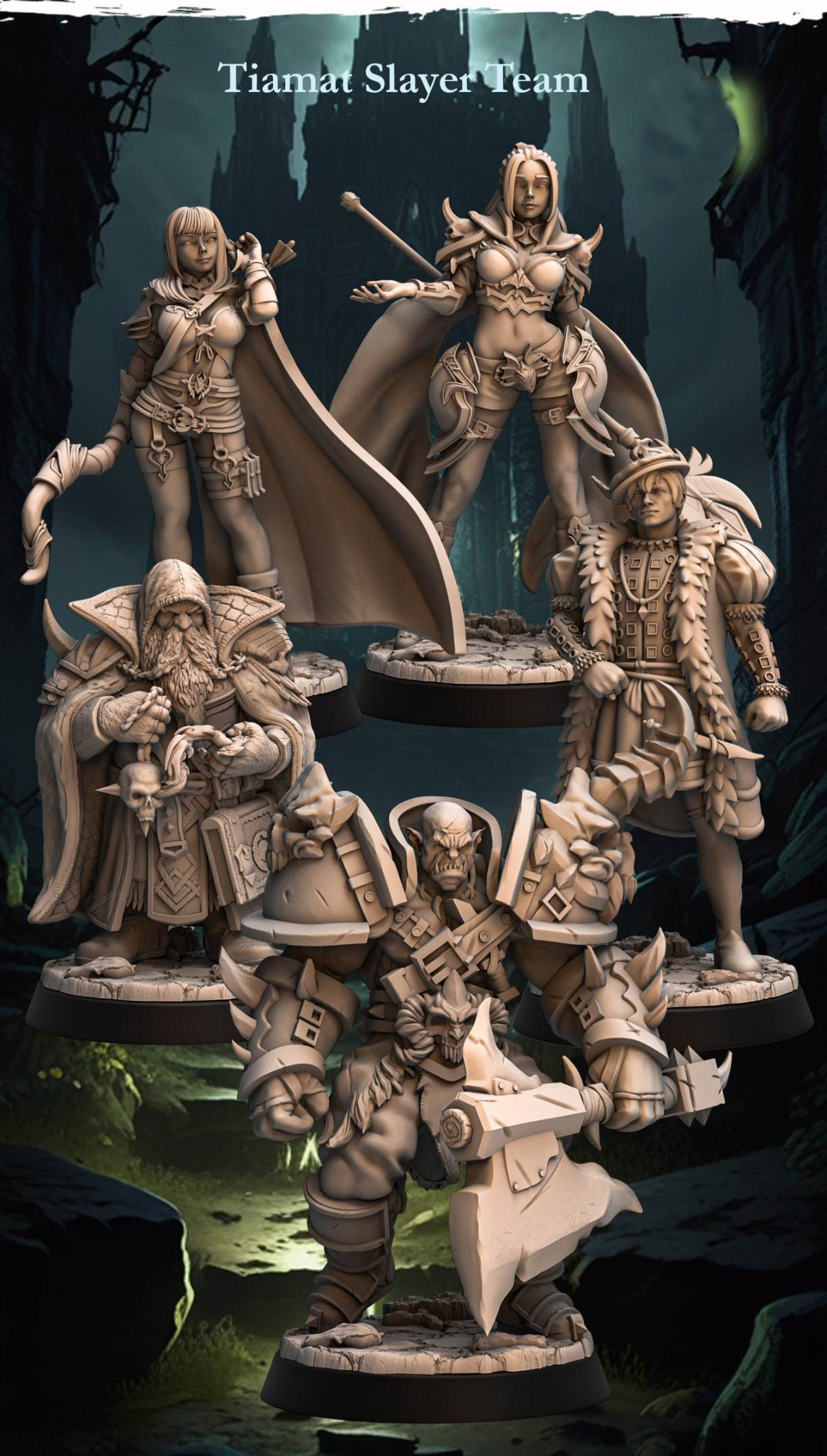 PRE-SUPPORTED Tiamnat Slayer Team - 32mm - DnD